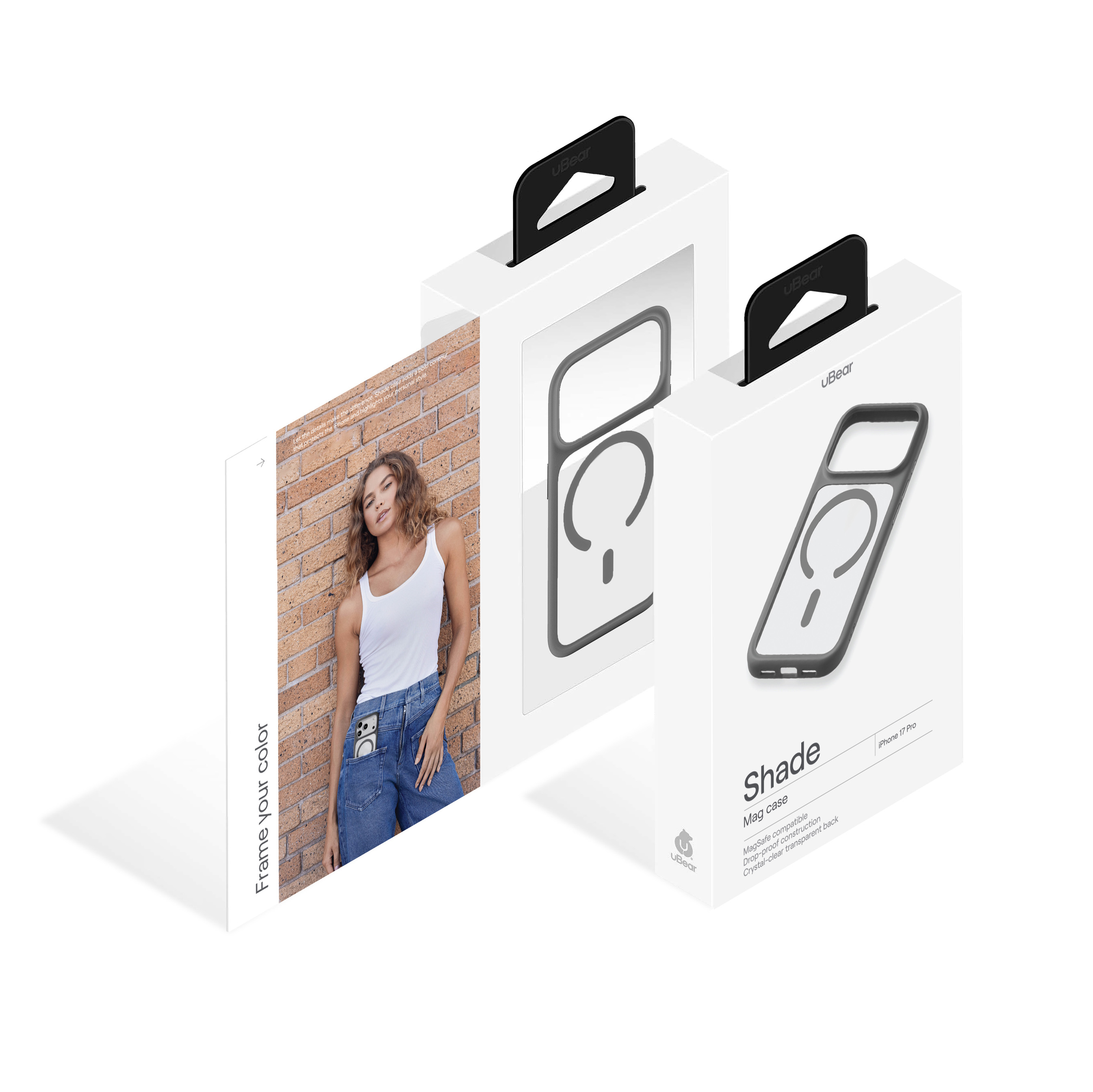 На фото изображено Чехол защитный uBear Shade Case для iPhone 17 Pro, MagSafe, серый 