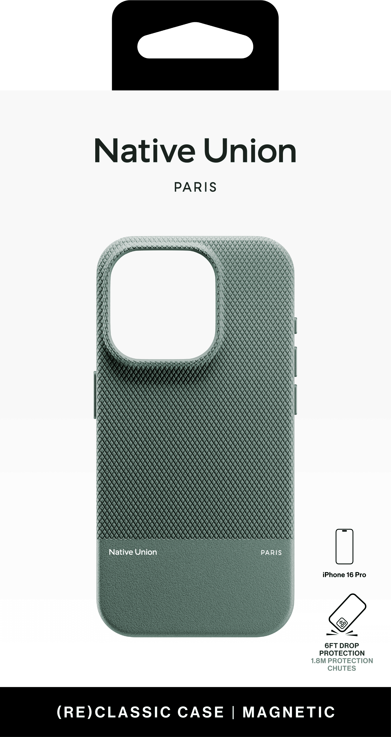Чехол Native Union (RE)Classic Case MagSafe для iPhone 16 Pro, зеленый сланец