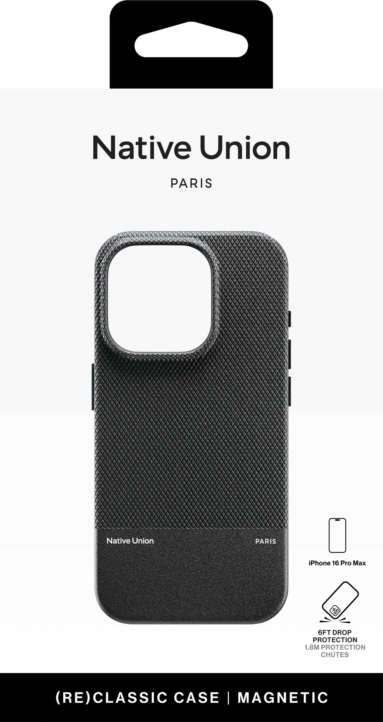 Чехол Native Union (RE)Classic Case MagSafe для iPhone 16 Pro Max, чёрный