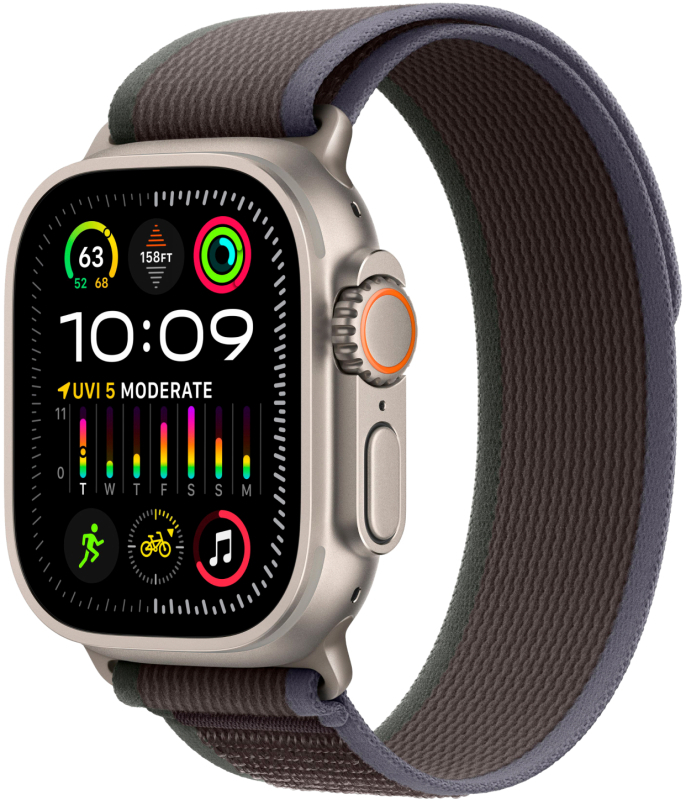 Apple Watch Ultra 2 GPS + Cellular, 49 мм, корпус из титана, ремешок Trail цвет Сине/черный, S/M Apple Watch Ultra 2 GPS + Cellular, 49 мм, корпус из титана, ремешок Trail цвет Сине/черный, S/M