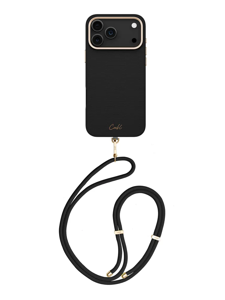 На фото изображено Чехол Uniq Coehl Strap Merelle (MagSafe) для iPhone 17 Pro Max, черный