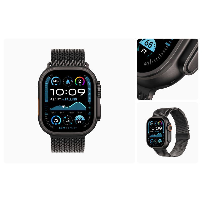 Apple Watch Ultra 2 GPS + Cellular, 49 мм, корпус из черного титана, ремешок Trail черного цвета, размер S/M
