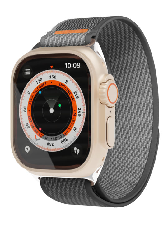 Ремешок нейлоновый VLP Trail Band для Apple Watch 42/44/45/49mm, черный-серый Ремешок нейлоновый VLP Trail Band для Apple Watch 42/44/45/49mm, черный-серый