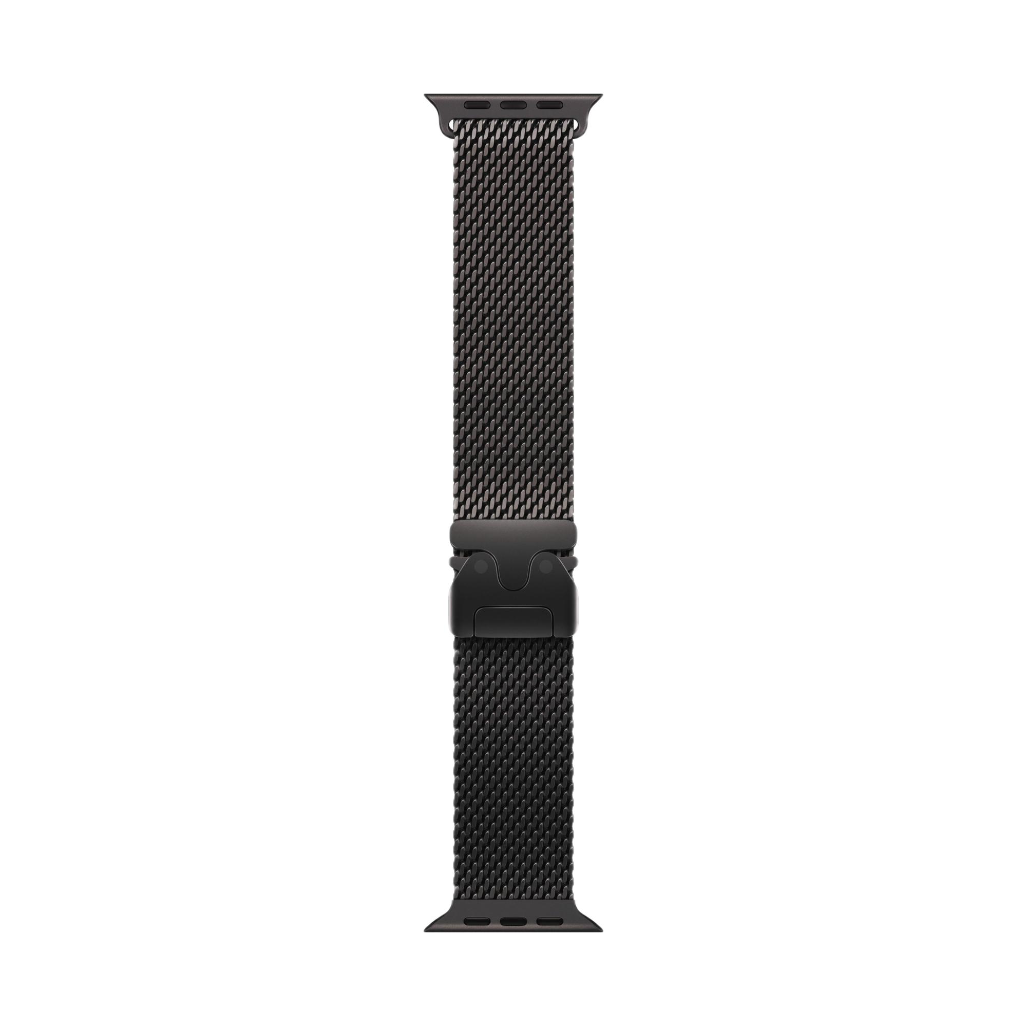 На фото изображено Apple Watch Ultra 3 GPS + Cellular, 49 мм, корпус из черного титана, ремешок Milanese черного цвета, размер L