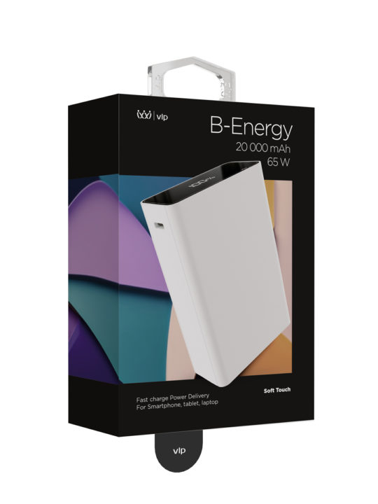 Аккумулятор внешний VLP B-Energy 20000 mAh, USB-C+USB-A, белый