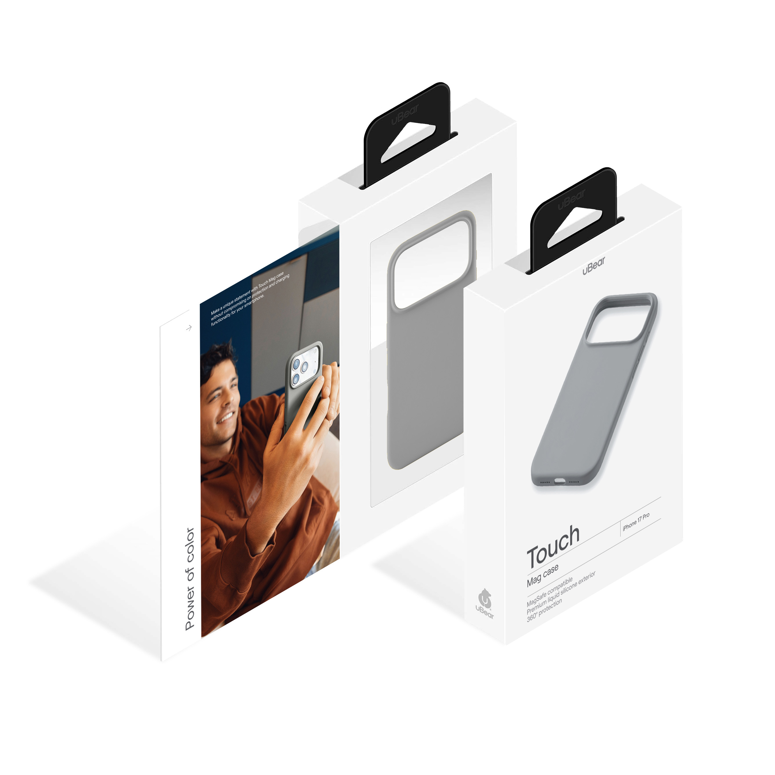 На фото изображено Чехол защитный uBear Touch Mag Case для iPhone 17 Pro, MagSafe, светло-серый