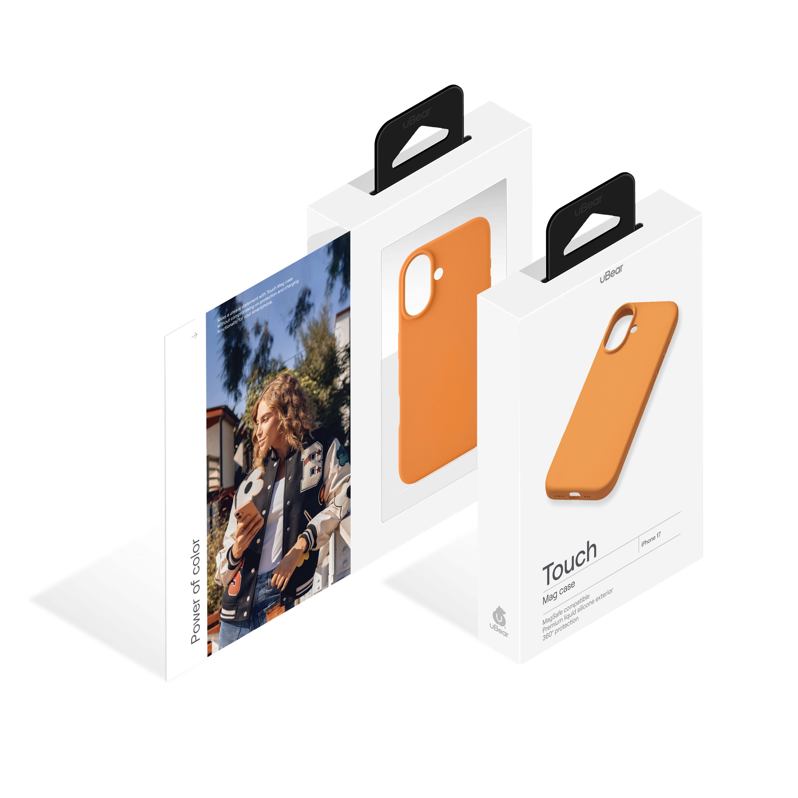 На фото изображено Чехол защитный uBear Touch Mag Case для iPhone 17 MagSafe, оранжевый