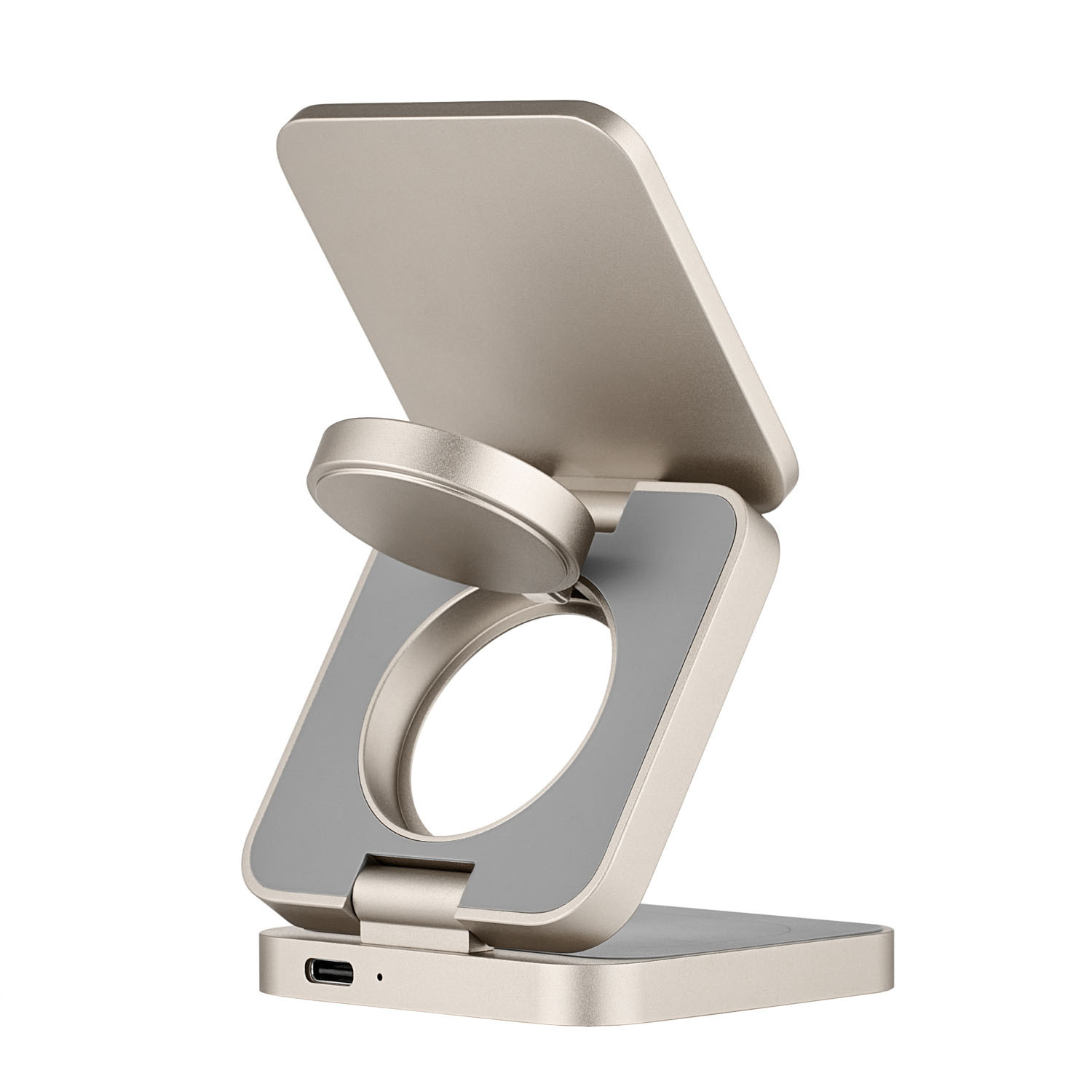 Фото Беспроводное зарядное устройство uBear Balance с поддержкой MagSafe, натуральный титан На фото изображено Беспроводное зарядное устройство uBear Balance с поддержкой MagSafe, натуральный титан