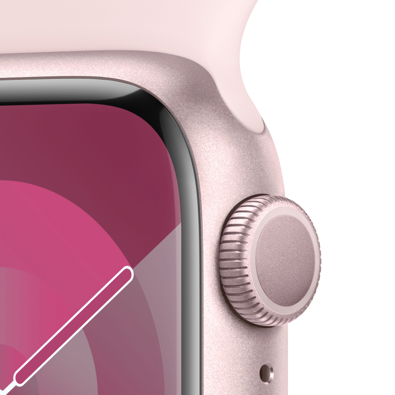 Apple Watch Series 9, 45 мм, корпус из алюминия цвета «Розовый», спортивный ремешок, размер M/L