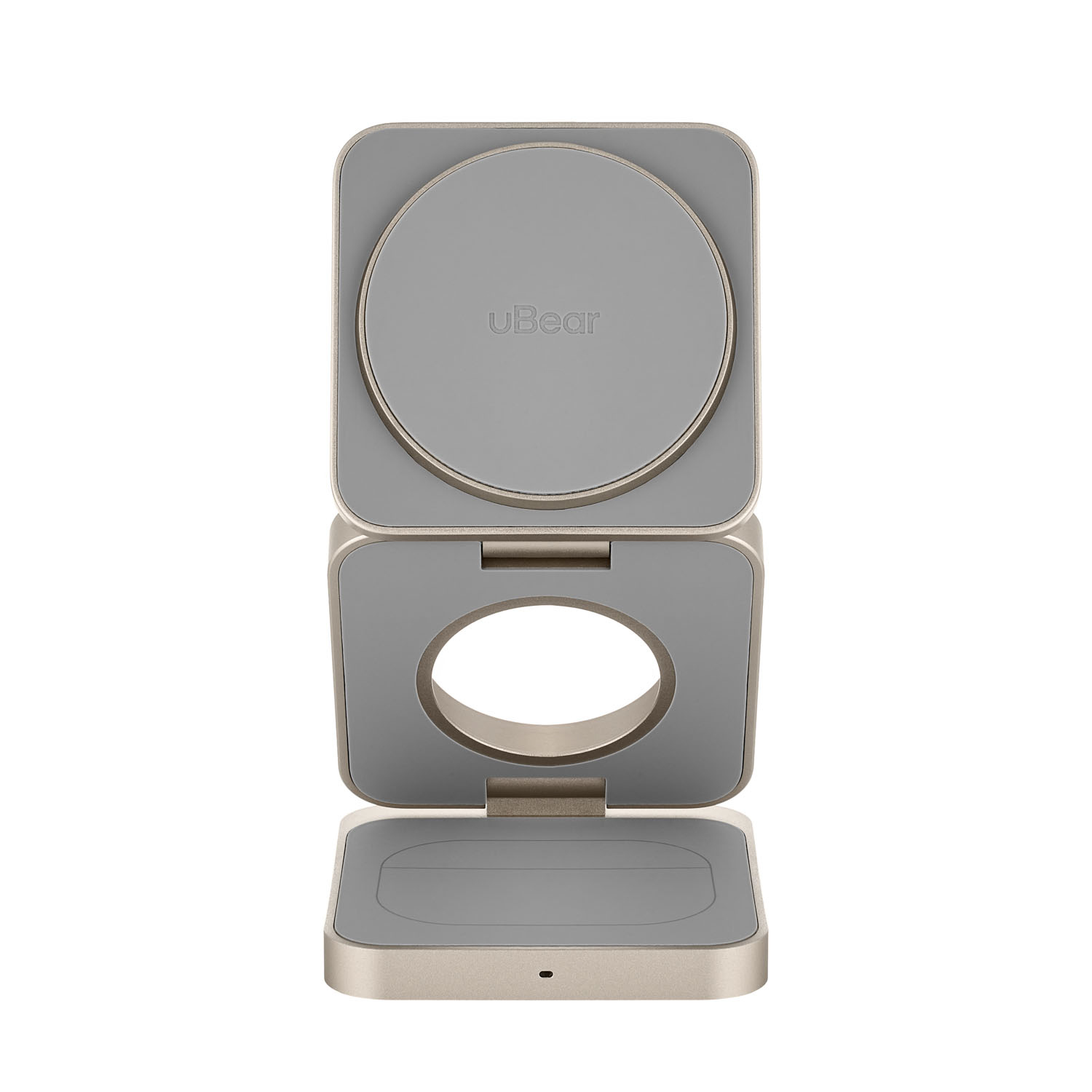 Фото Беспроводное зарядное устройство uBear Balance с поддержкой MagSafe, натуральный титан На фото изображено Беспроводное зарядное устройство uBear Balance с поддержкой MagSafe, натуральный титан
