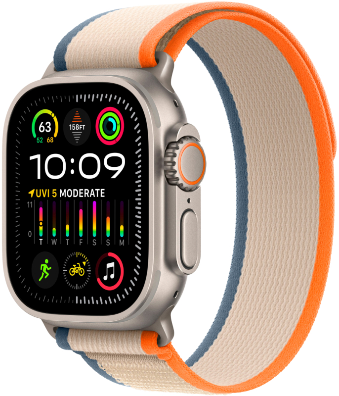 Apple Watch Ultra 2 GPS + Cellular, 49 мм, корпус из титана, ремешок Trail цвет Оранжево/бежевый, S/M