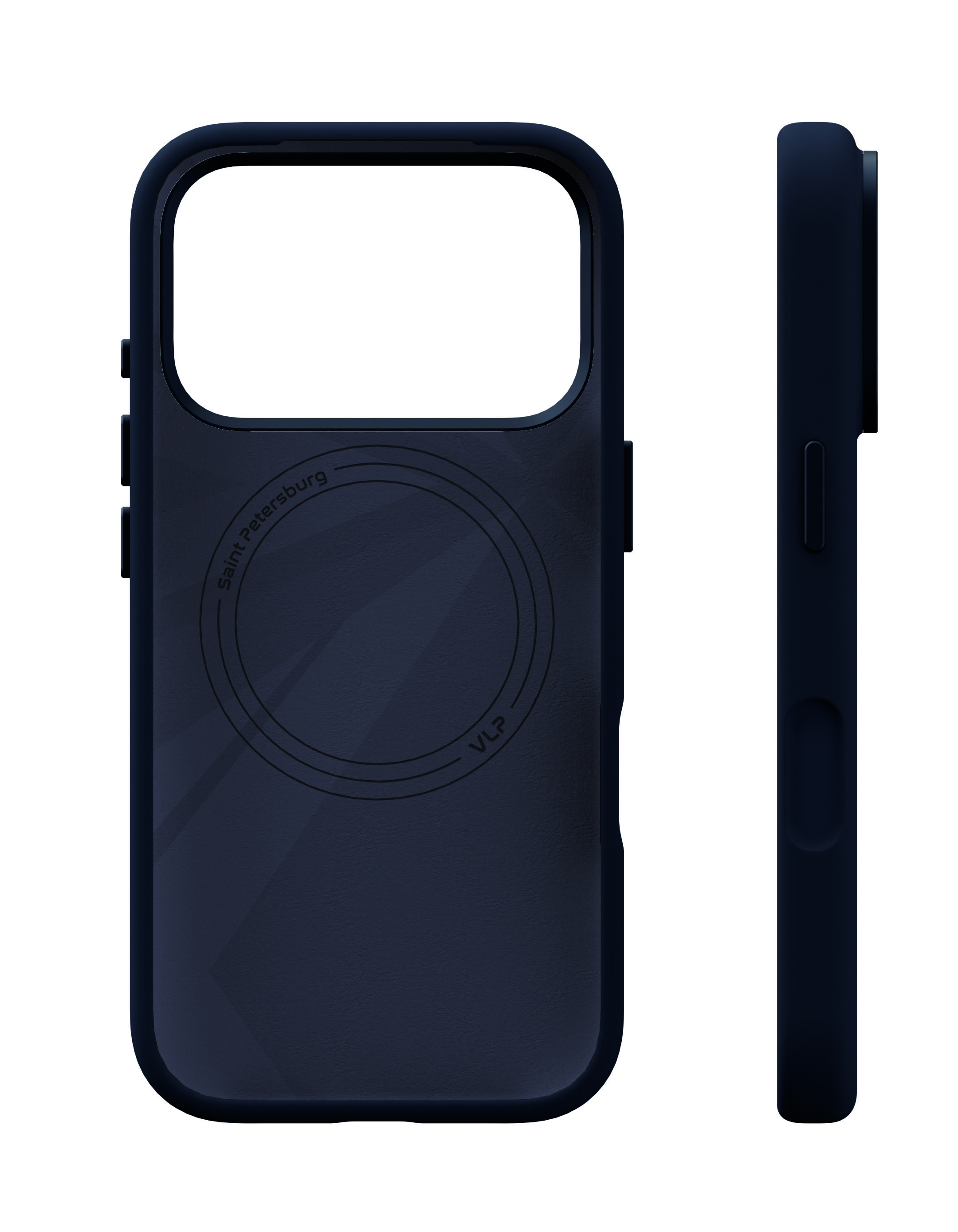 На фото изображено Чехол защитный VLP Aster Pro Case с MagSafe для iPhone 17 Pro Max, темно-синий