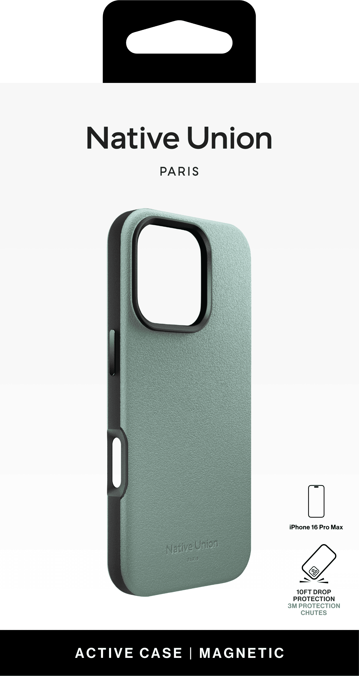 Чехол Native Union Active Case MagSafe для iPhone 16 Pro Max, зелёный сланец