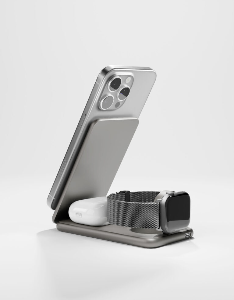 Фото Беспроводное зарядное устройство VLP Alum Power Pro, натуральный титан На фото изображено Беспроводное зарядное устройство VLP Alum Power Pro, натуральный титан