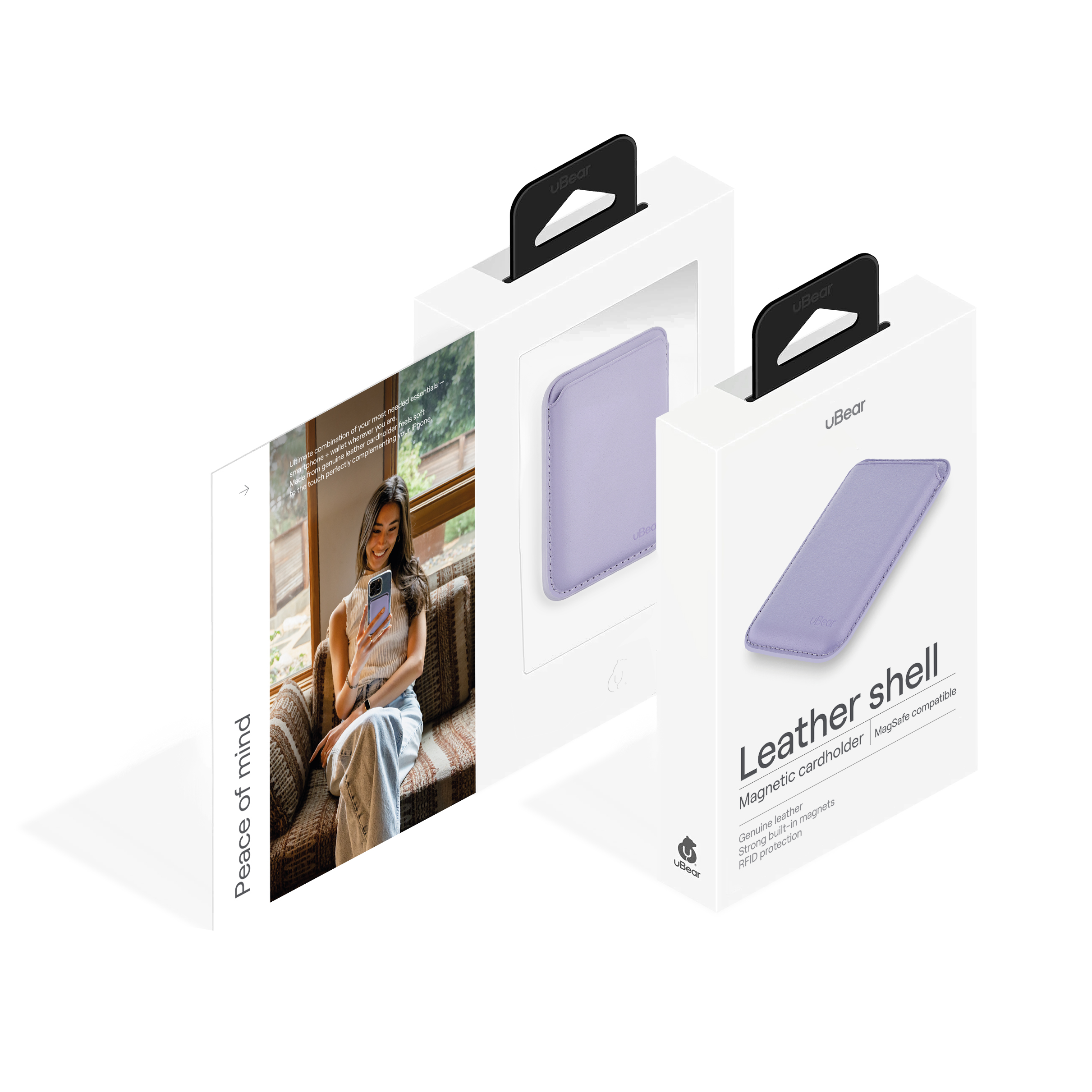 Магнитный кардхолдер uBear Leather Shell, фиолетовый
