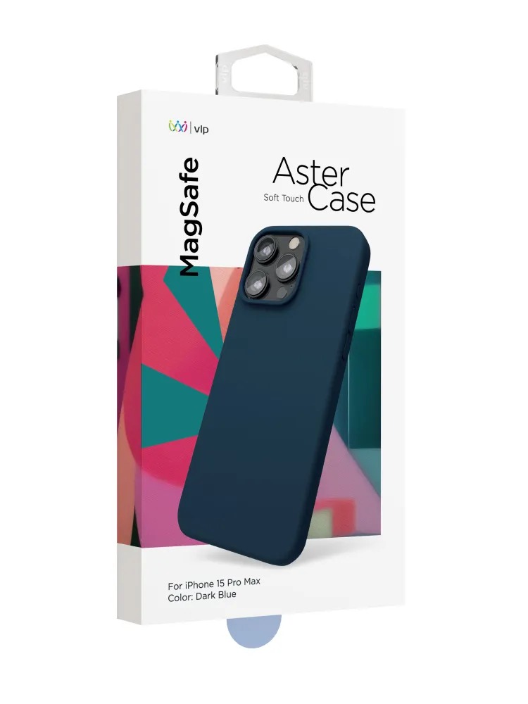 Чехол защитный VLP Aster Case с MagSafe для iPhone 15 Pro Max, темно-синий