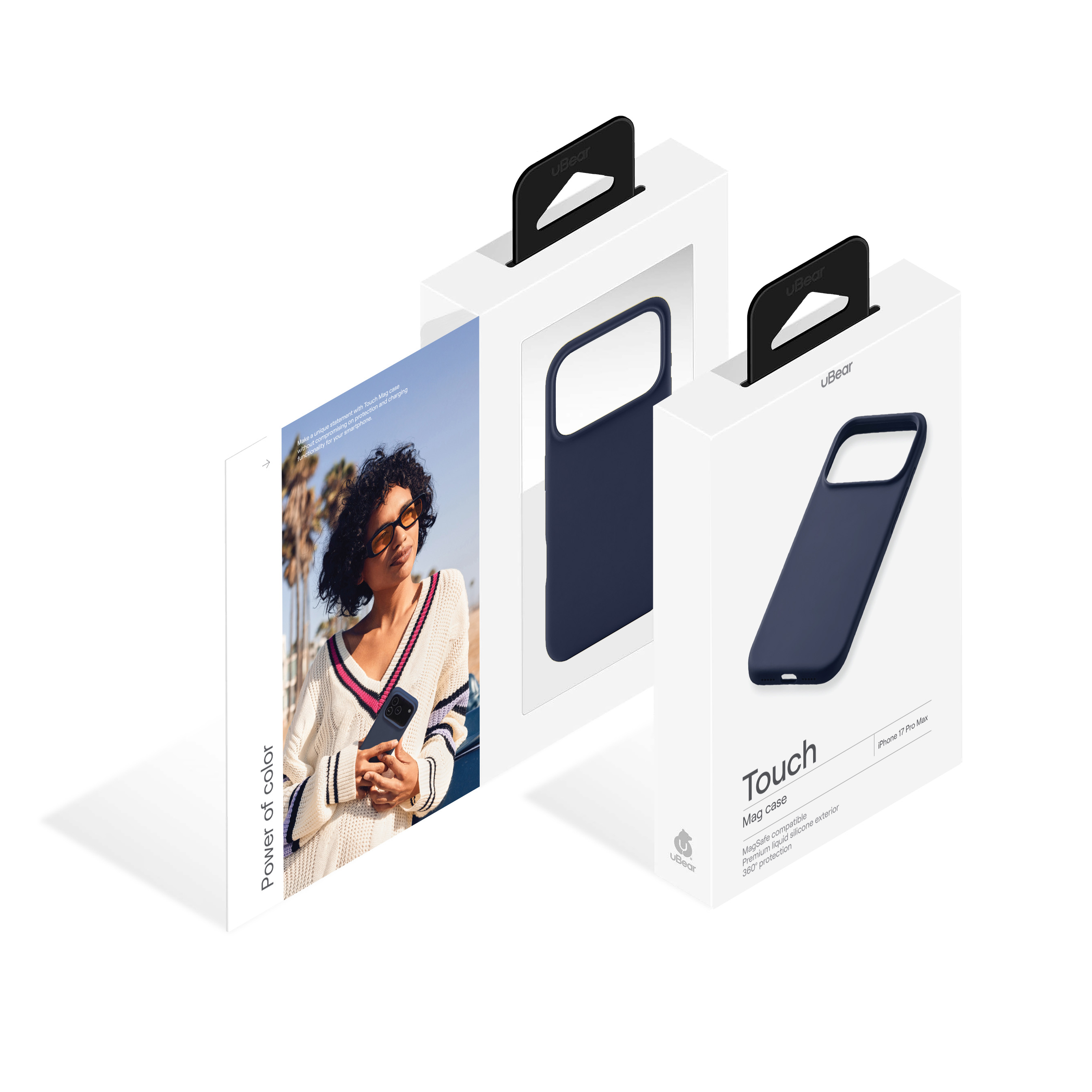 На фото изображено Чехол защитный uBear Touch Mag Case для iPhone 17 Pro Max, MagSafe, темно-синий