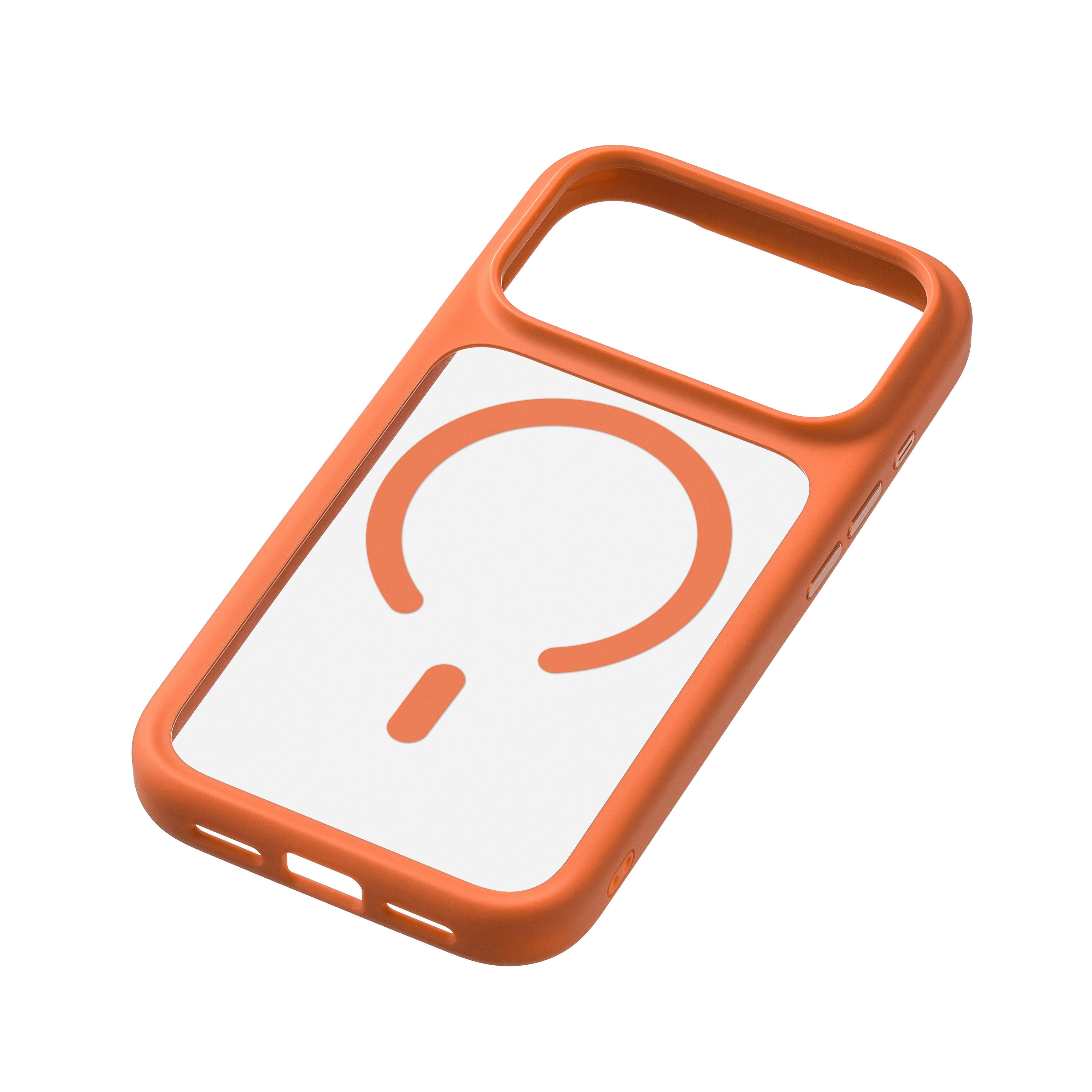 На фото изображено Чехол защитный uBear Shade Case для iPhone 17 Pro, MagSafe, оранжевый