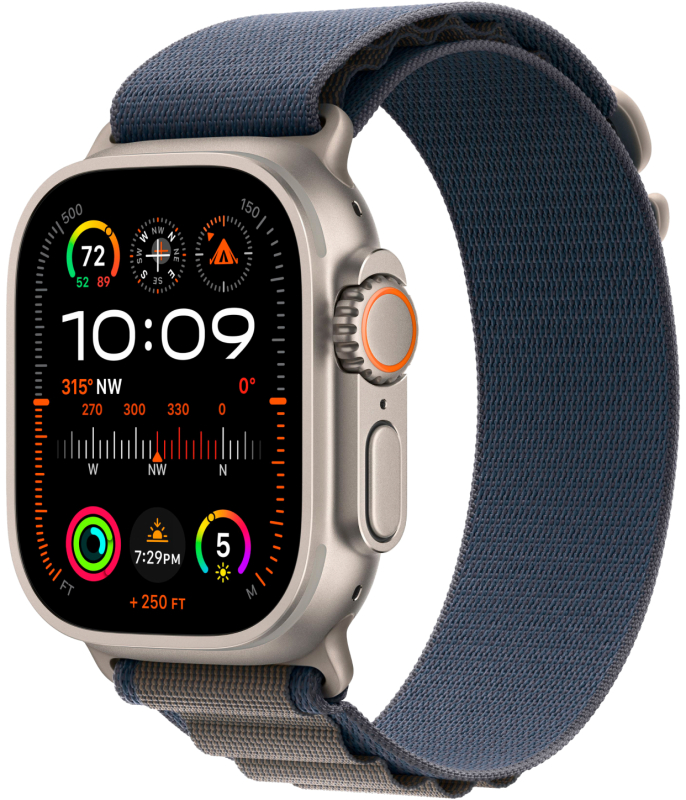 Apple Watch Ultra 2 GPS + Cellular, 49 мм, корпус из титана, ремешок Alpine, цвет синий, L