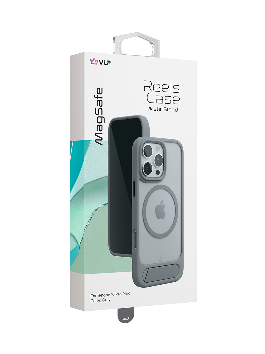 Чехол защитный VLP Reels Case с MagSafe для iPhone 16 Pro Max, серый