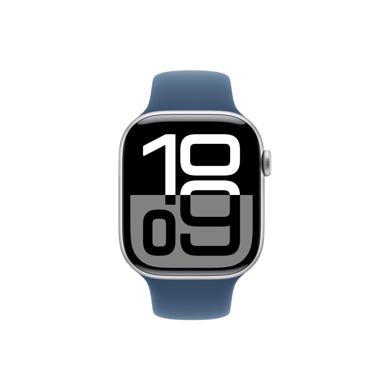 Apple Watch Series 10, 46 мм, корпус из алюминия цвета серебристый, спортивный ремешок, размер S/M Apple Watch Series 10, 46 мм, корпус из алюминия цвета серебристый, спортивный ремешок, размер S/M