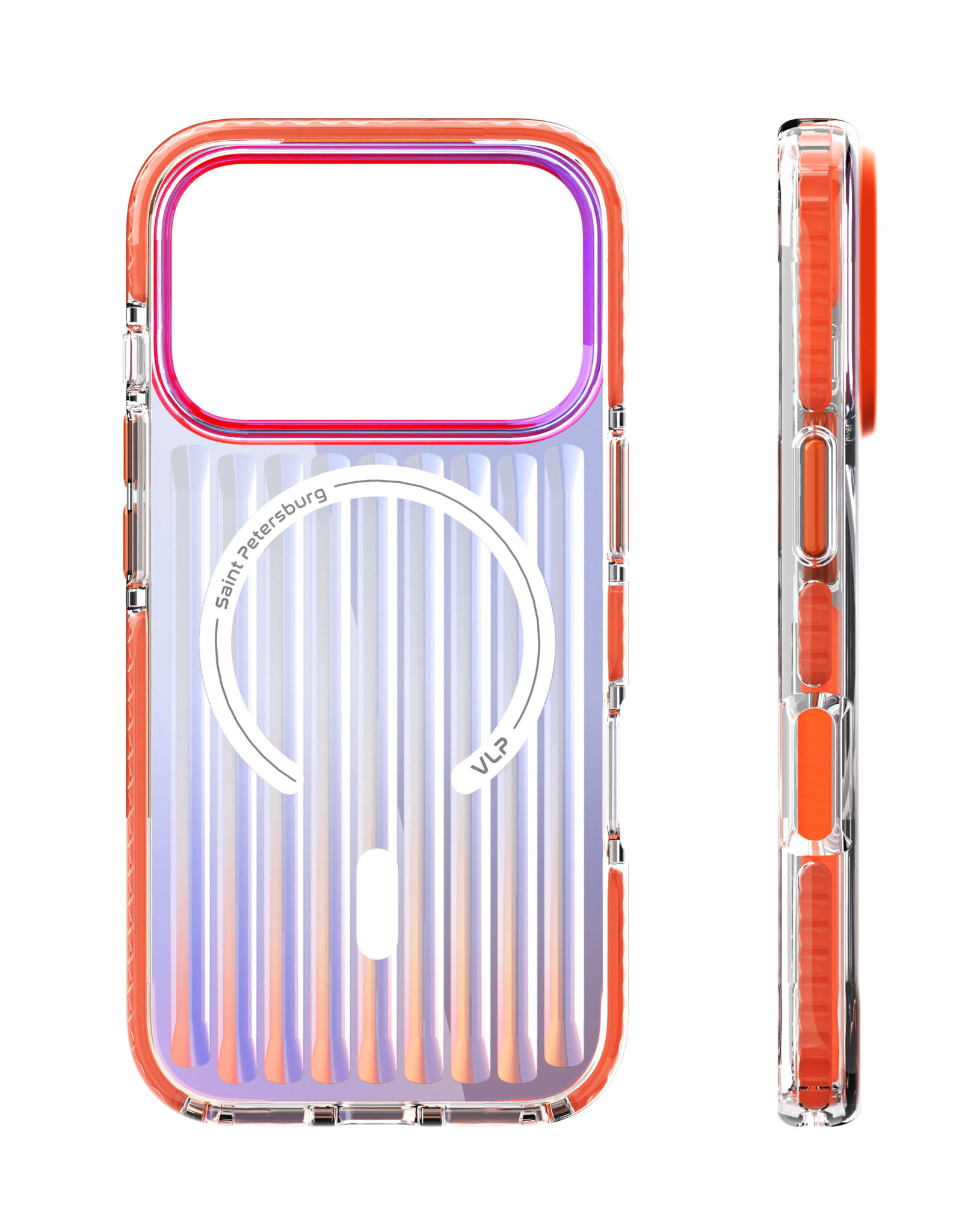 На фото изображено Чехол защитный VLP Pulse Case с MagSafe для iPhone 17 Pro, оранжевый