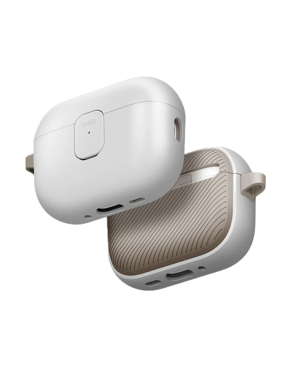 Фото Чехол Uniq CLYDE Lock case для AirPods Pro 3, Mist Grey/Khaki На фото изображено Чехол Uniq CLYDE Lock case для AirPods Pro 3, Mist Grey/Khaki
