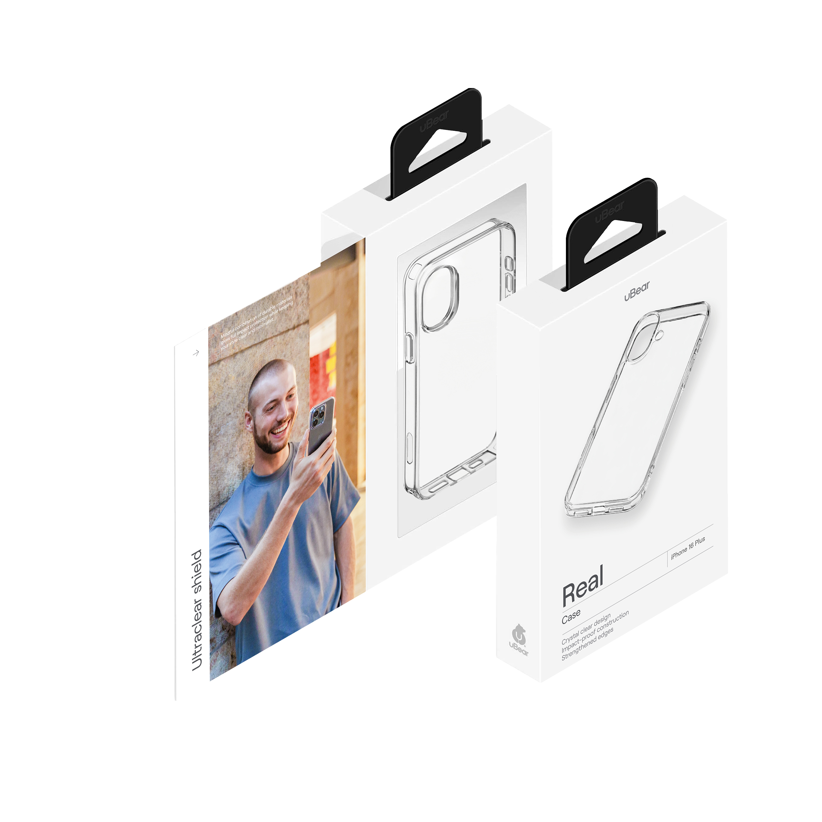 Чехол защитный uBear Real Case для iPhone 16 Plus, усиленный, прозрачный