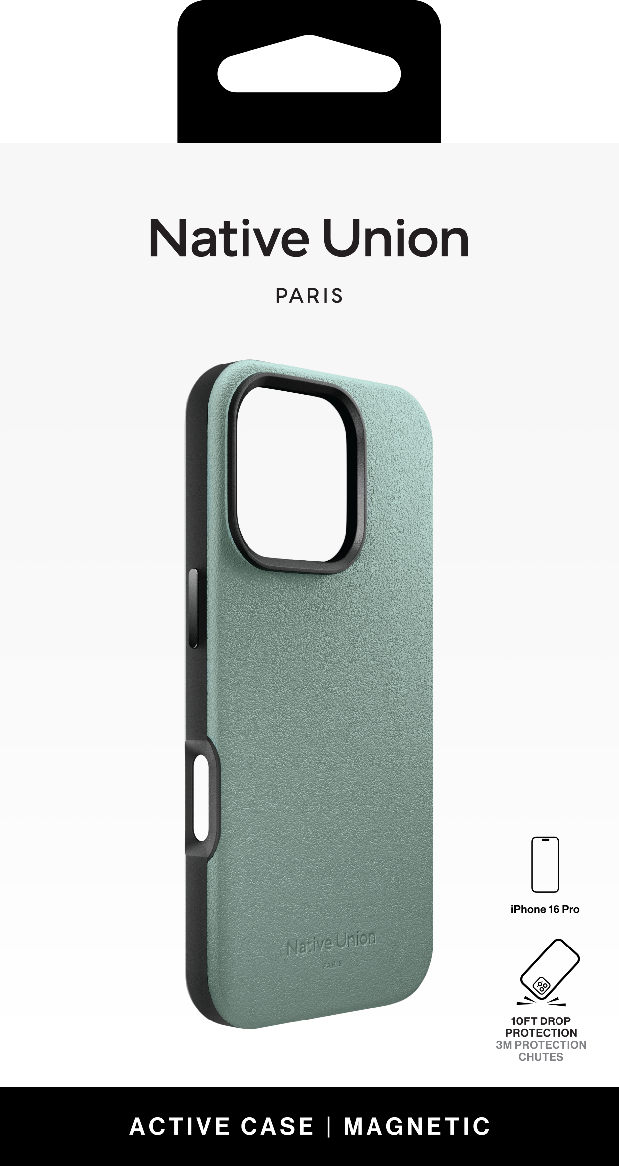 Чехол Native Union Active Case MagSafe для iPhone 16 Pro, зелёный сланец