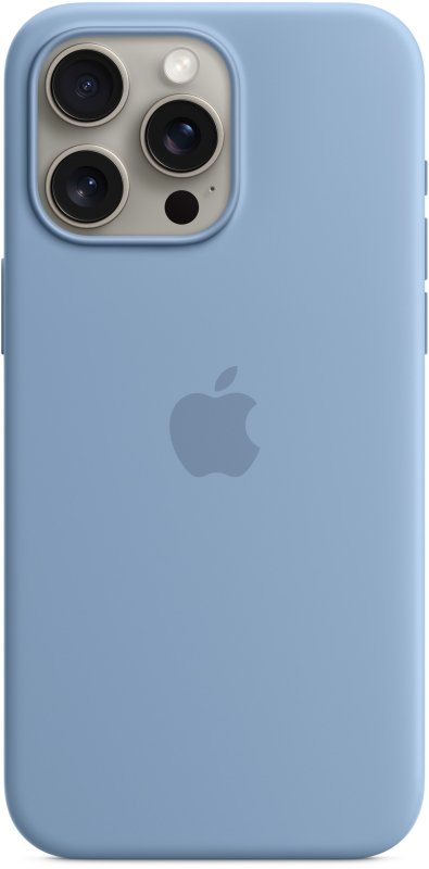 Чехол Apple MagSafe для iPhone 15 Pro Max, силикон, «Морозный голубой» Чехол Apple MagSafe для iPhone 15 Pro Max, силикон, «Морозный голубой»