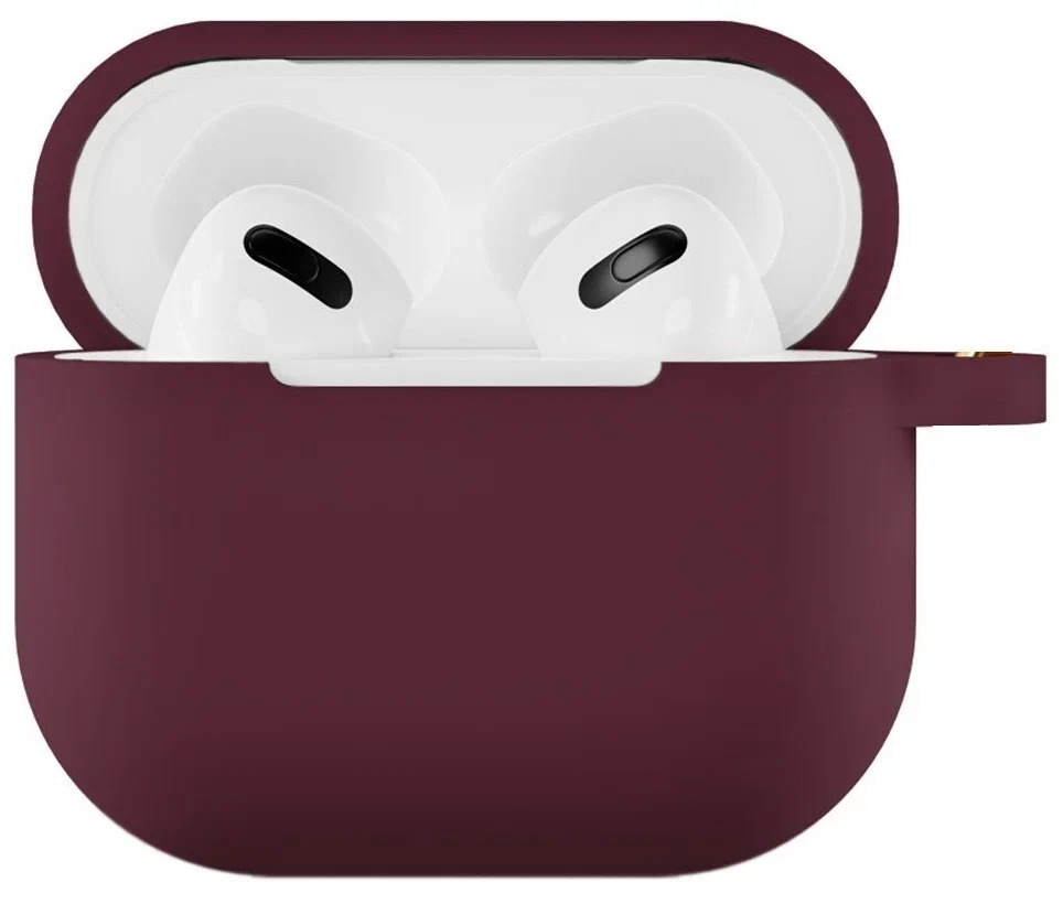 Чехол силиконовый VLP Soft Touch, с кольцом, для AirPods 3, марсала