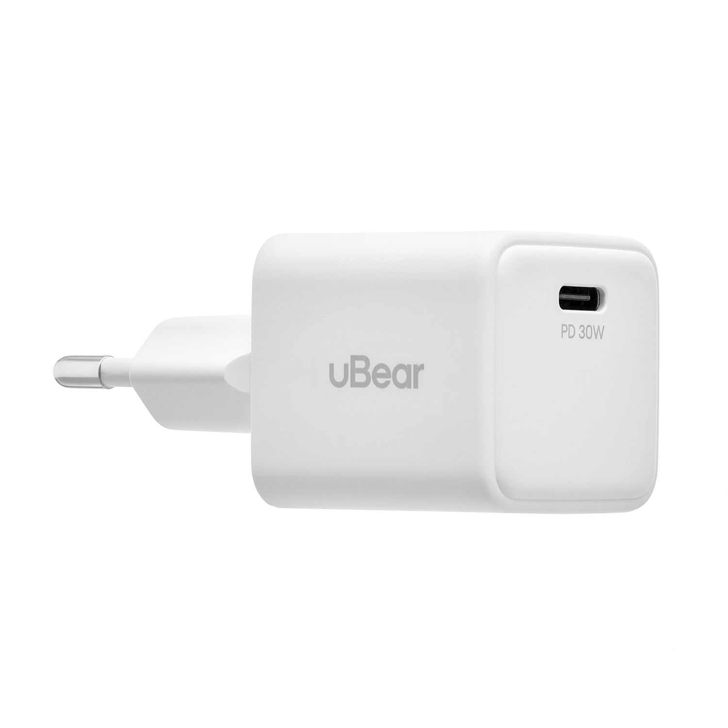 Cетевое зарядное устройство uBear Bridge USB-C, 30 Вт, GaN, белый