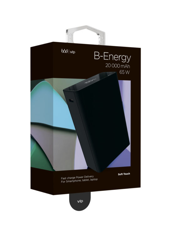 Аккумулятор внешний VLP B-Energy 20000 mAh, USB-C+USB-A, черный