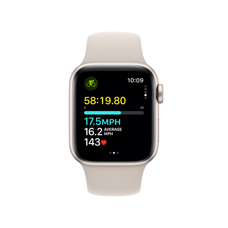 Apple Watch SE 2024, 40 мм, корпус из алюминия цвета «Сияющая звезда», спортивный ремешок, размер M/L
