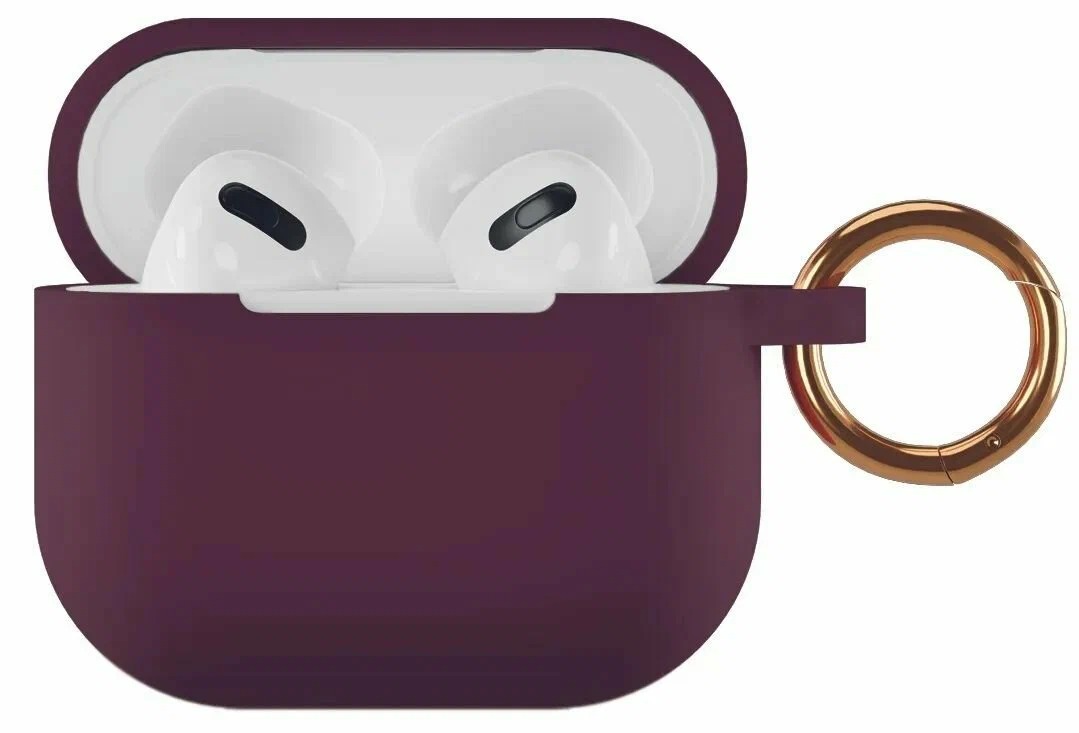 Чехол силиконовый VLP Soft Touch, с кольцом, для AirPods 3, марсала