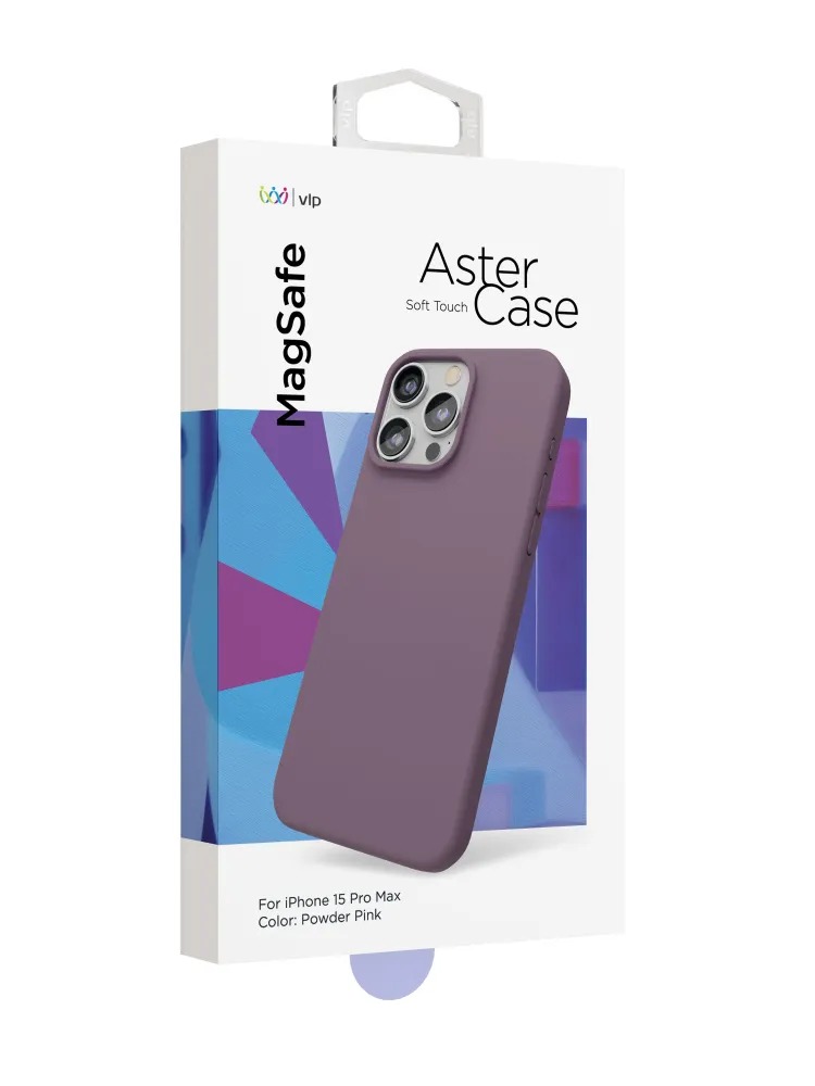 Чехол защитный VLP Aster Case с MagSafe для iPhone 15 Pro Max, пудровый
