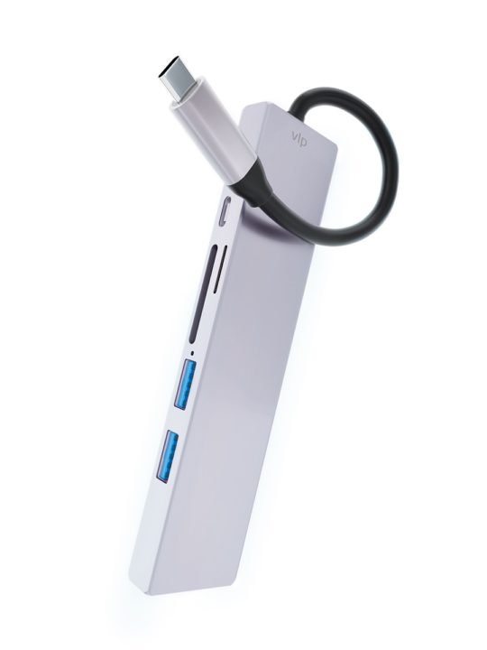 Адаптер VLP USB-C Multiport Hub 6 в 1, серебристый