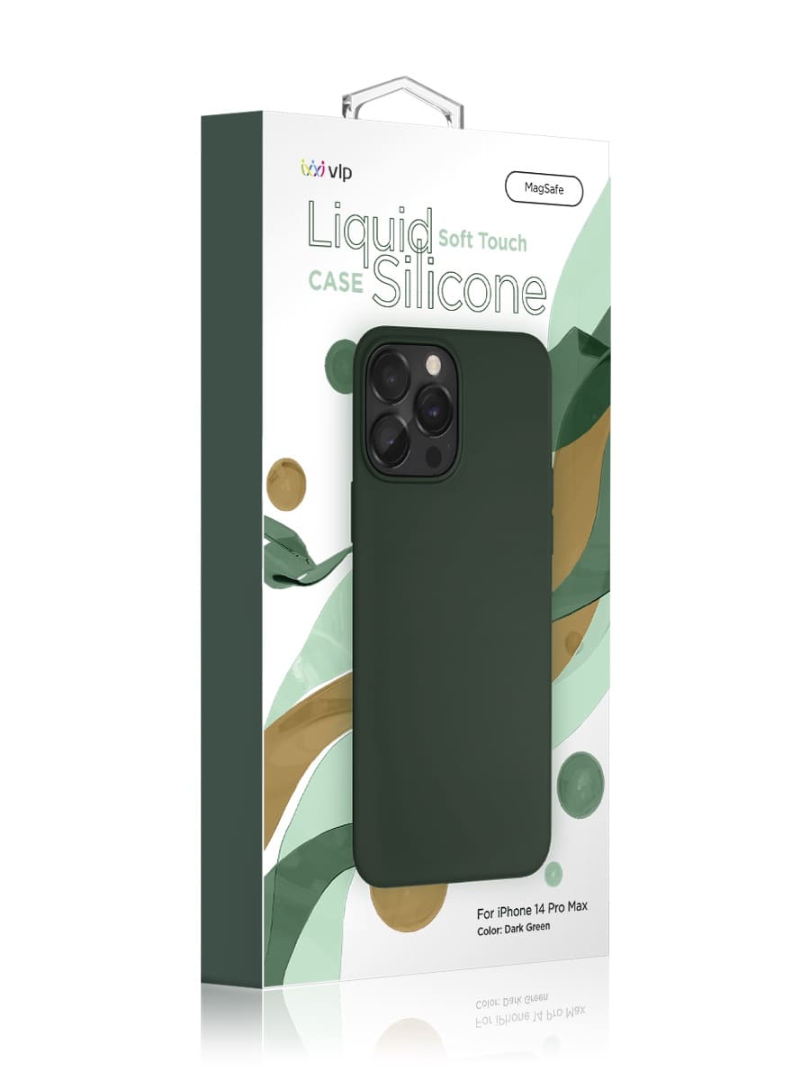 Чехол защитный VLP Silicone case с MagSafe для iPhone 14 Pro Max, темно-зеленый