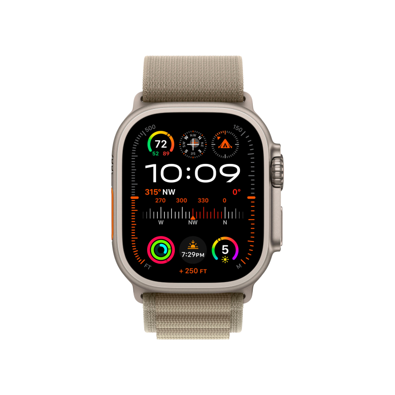 Apple Watch Ultra 2 GPS + Cellular, 49 мм, корпус из титана, ремешок Alpine цвет оливковый, L