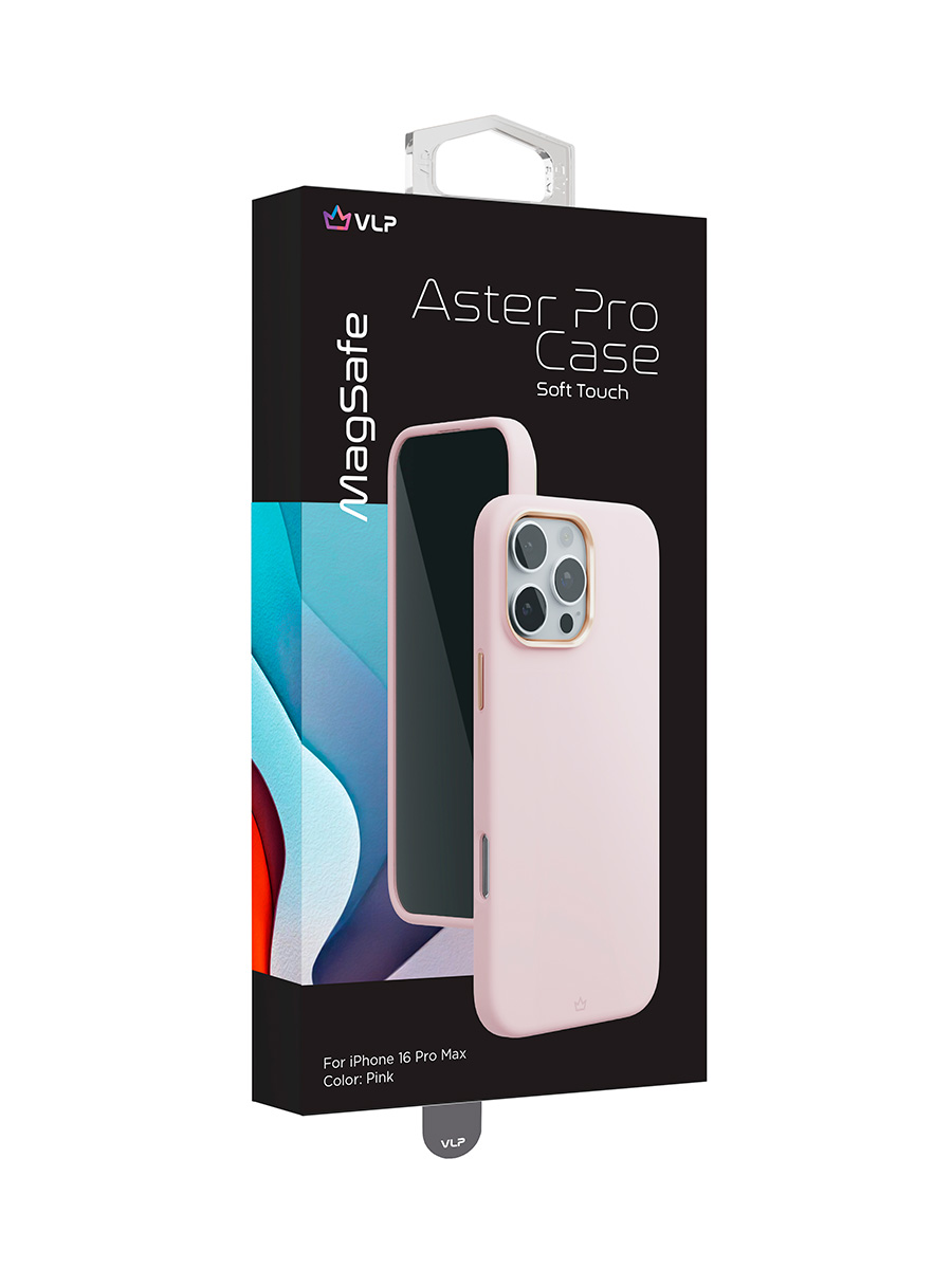 Чехол защитный VLP Aster Pro Case с MagSafe для iPhone 16 Pro Max, розовый