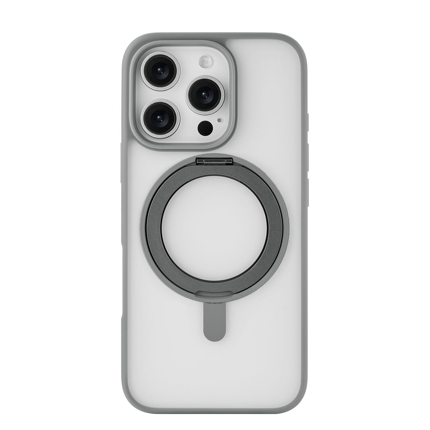 Чехол защитный uBear Clip 360 Mag Case для iPhone 16 Pro, с магнитной подставкой, серый