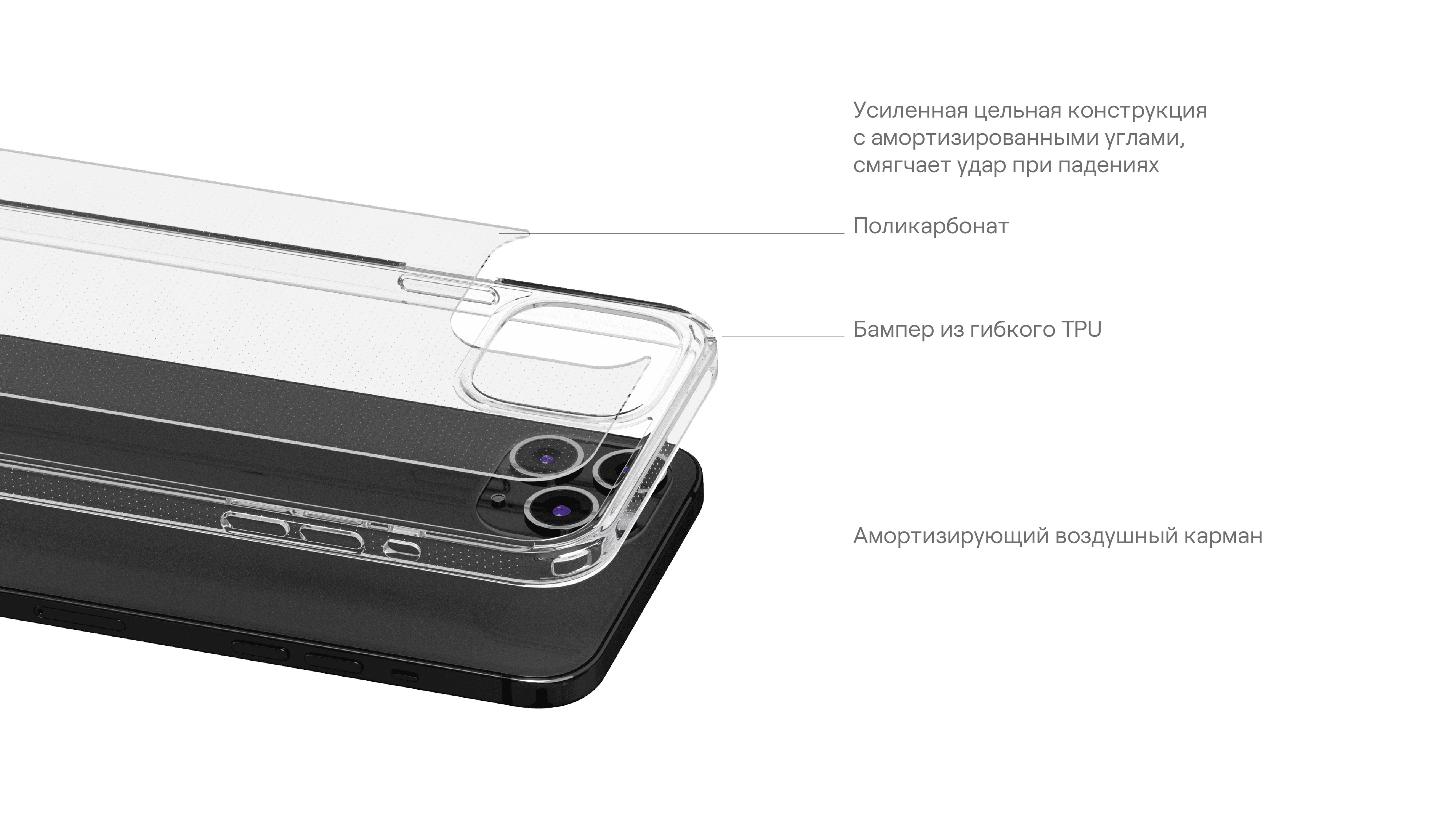 Чехол защитный uBear Real Case для iPhone 14, усиленный, прозрачный