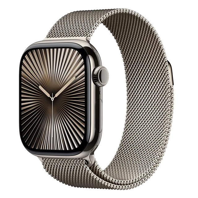 Apple Watch Series 10, 42 мм, корпус из титана цвета «натуральный титан», ремешок Milanese титанового цвета