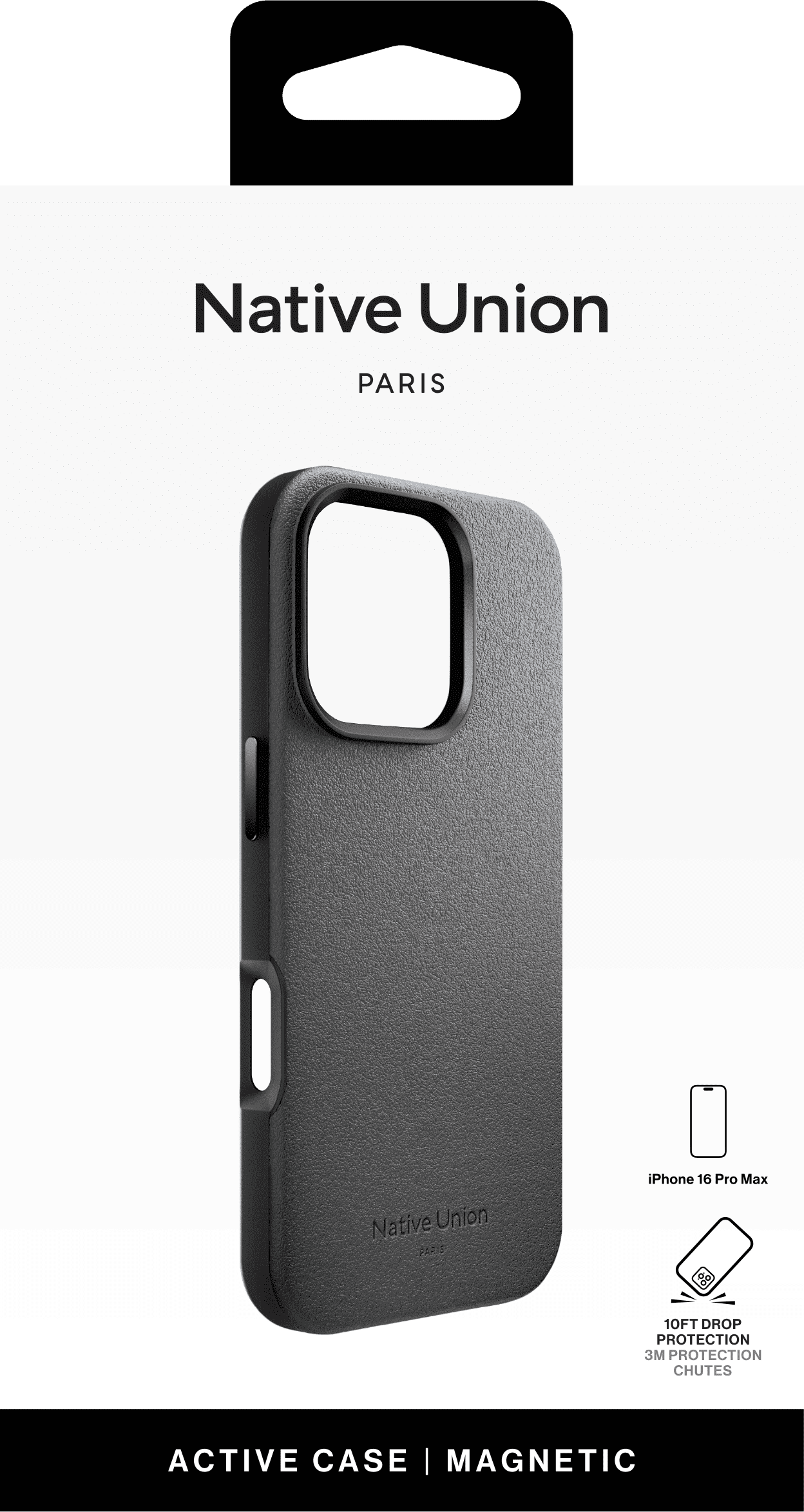 Чехол Native Union Active Case MagSafe для iPhone 16 Pro Max, чёрный