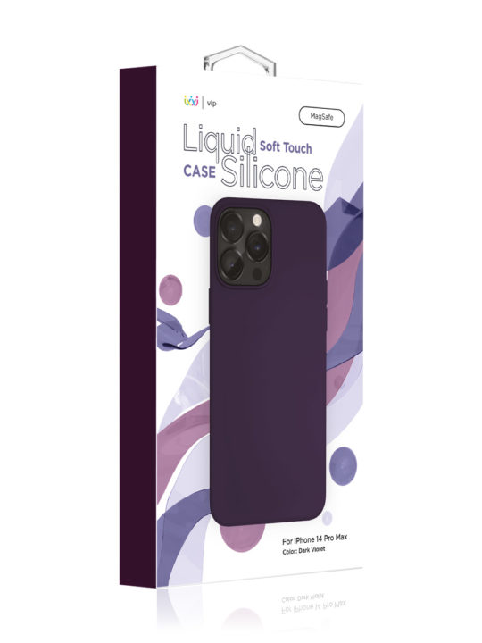 Чехол защитный VLP Silicone case с MagSafe для iPhone 14 Pro Max, темно-фиолетовый