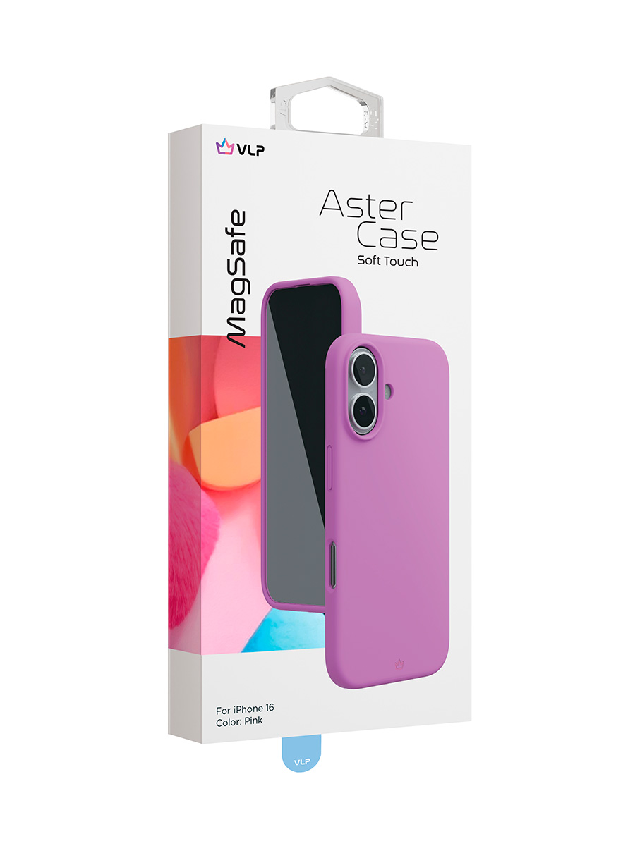 Чехол защитный VLP Aster Case с MagSafe для iPhone 16, розовый