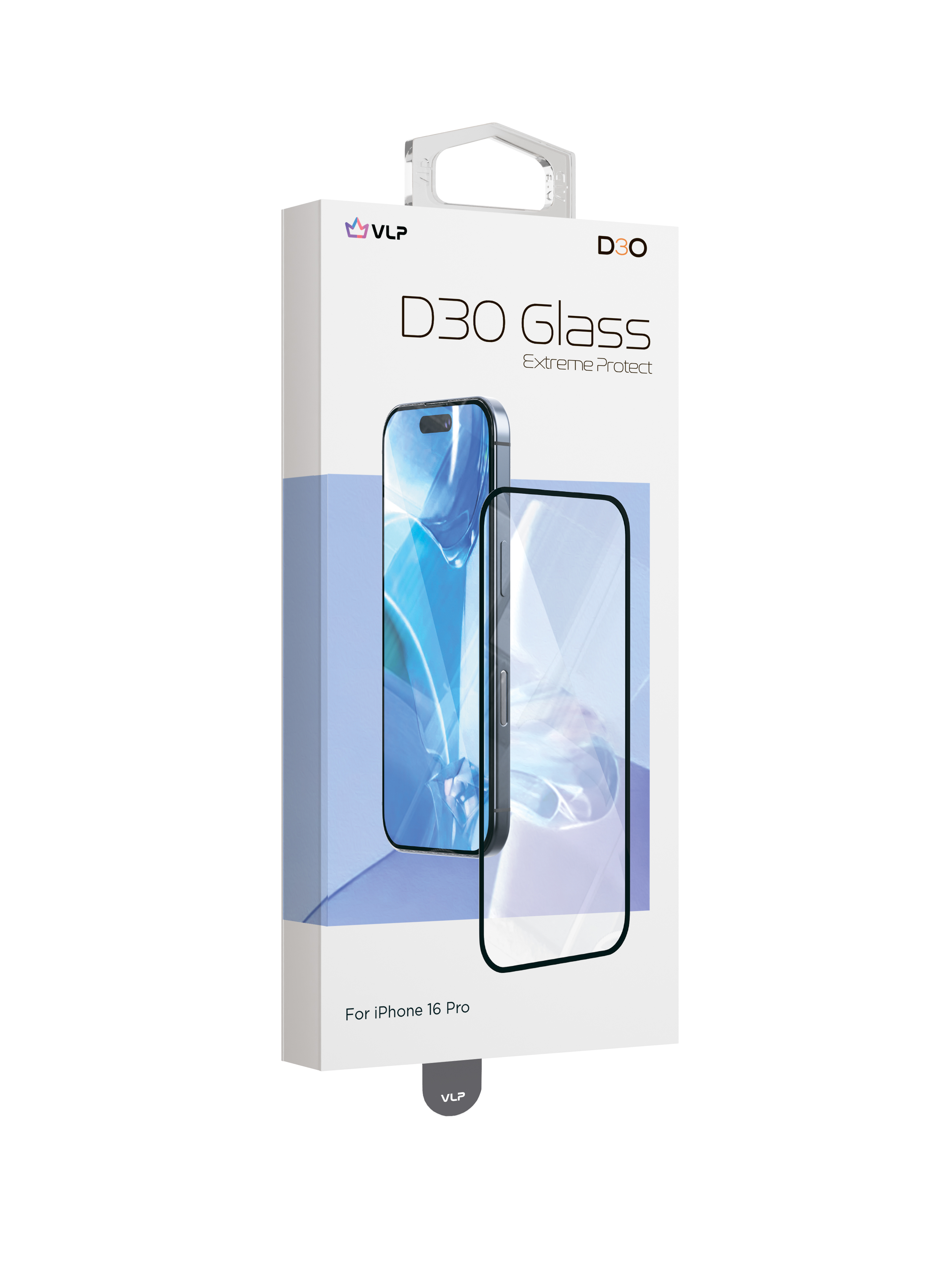 Стекло защитное 2,5D VLP D3O Glass для iPhone 16 Pro с черной рамкой