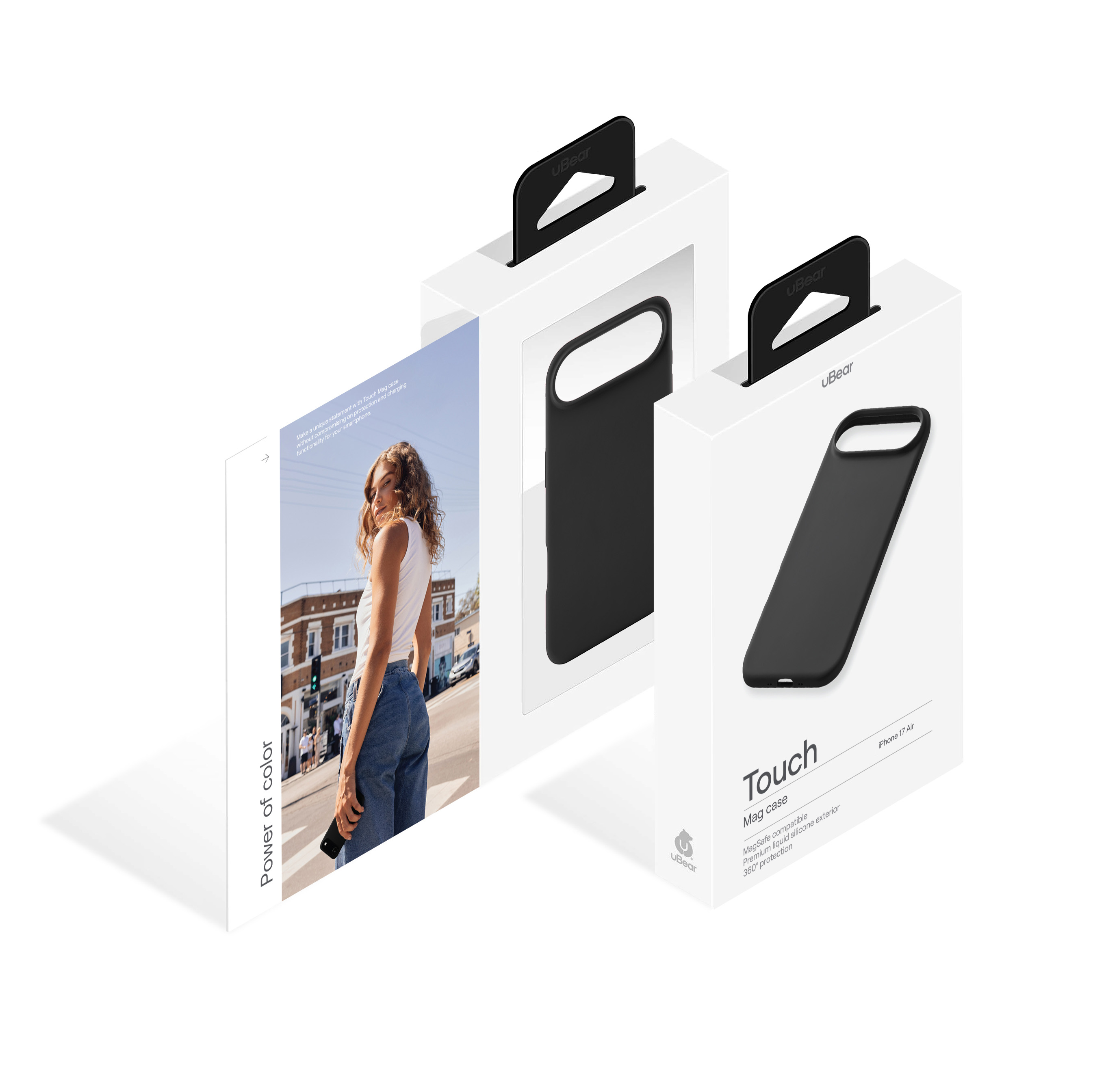 На фото изображено Чехол защитный uBear Touch Mag Case для iPhone 17 Air, MagSafe, черный
