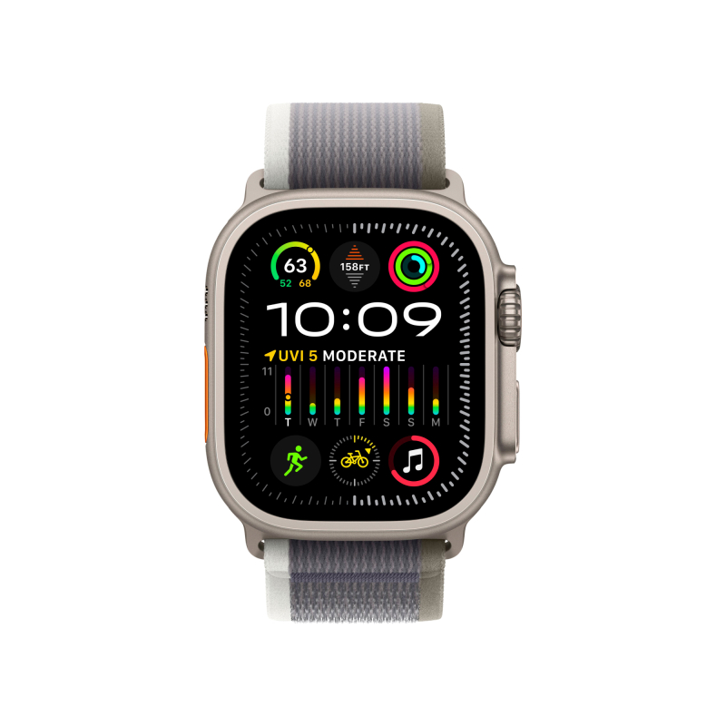 Apple Watch Ultra 2 GPS + Cellular, 49 мм, корпус из титана, ремешок Trail цвет Зелено/серый, S/M