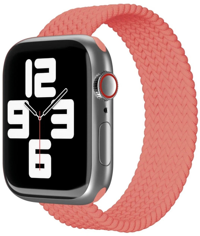 Ремешок нейлоновый плетёный VLP для Apple Watch 42/44/45, L/XL, коралловый Ремешок нейлоновый плетёный VLP для Apple Watch 42/44/45, L/XL, коралловый